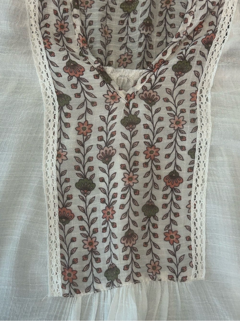 Indigo Rose Cottagecore Bohemian peasant Bib Bell Sleeve Top Blouse plus SZ 3X - Picture 7 of 11